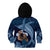 Father's Day Polynesian Pattern Kid Hoodie Tropical Humpback Whale - Navy