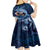 Father's Day Polynesian Pattern Kid Short Sleeve Dress Tropical Humpback Whale - Navy