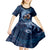 Father's Day Polynesian Pattern Kid Short Sleeve Dress Tropical Humpback Whale - Navy