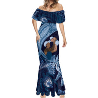 Father's Day Polynesian Pattern Mermaid Dress Tropical Humpback Whale - Navy