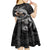 Father's Day Polynesian Pattern Kid Short Sleeve Dress Tropical Humpback Whale - Black