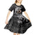 Father's Day Polynesian Pattern Kid Short Sleeve Dress Tropical Humpback Whale - Black
