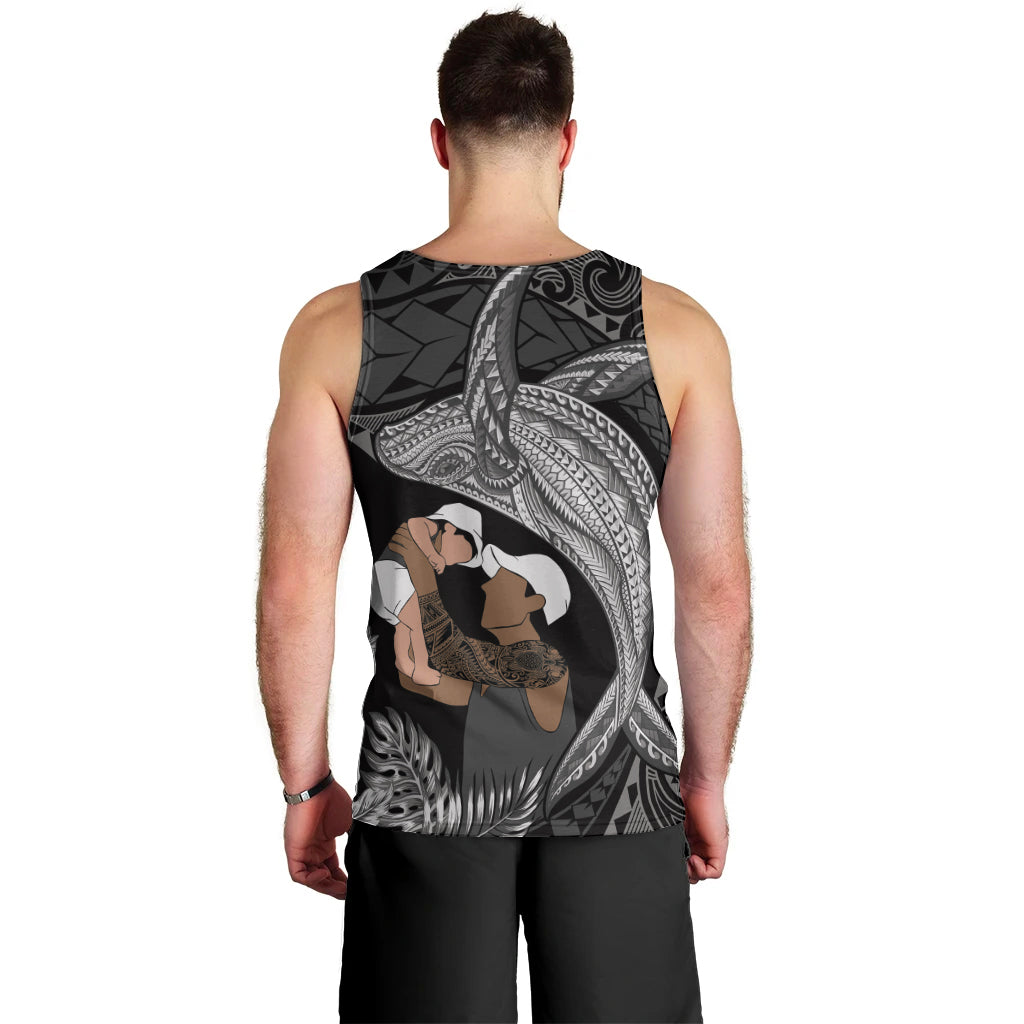 Father's Day Polynesian Pattern Men Tank Top Tropical Humpback Whale - Black