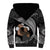 Father's Day Polynesian Pattern Sherpa Hoodie Tropical Humpback Whale - Black