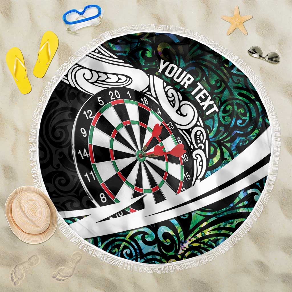 Personalized NZ Darts Beach Blanket Paua Shell Maori Koru Whakairo - Polynesian Pride