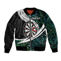 Personalized NZ Darts Bomber Jacket Paua Shell Maori Koru Whakairo LT7 Unisex Colorful - Polynesian Pride