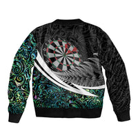 Personalized NZ Darts Bomber Jacket Paua Shell Maori Koru Whakairo LT7 - Polynesian Pride