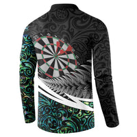 Personalized NZ Darts Button Sweatshirt Paua Shell Maori Koru Whakairo LT7 - Polynesian Pride