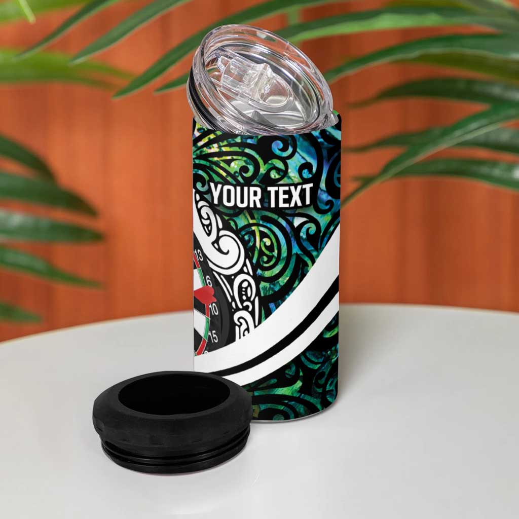 Personalized NZ Darts 4 in 1 Can Cooler Tumbler Paua Shell Maori Koru Whakairo - Polynesian Pride