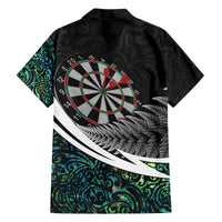 Personalized NZ Darts Family Matching Off The Shoulder Long Sleeve Dress and Hawaiian Shirt Paua Shell Maori Koru Whakairo LT7 - Polynesian Pride