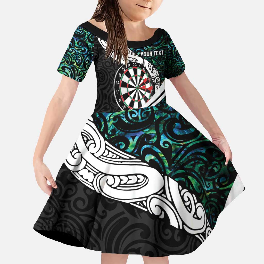 Personalized NZ Darts Family Matching Off Shoulder Maxi Dress and Hawaiian Shirt Paua Shell Maori Koru Whakairo - Polynesian Pride