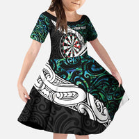 Personalized NZ Darts Family Matching Off Shoulder Maxi Dress and Hawaiian Shirt Paua Shell Maori Koru Whakairo - Polynesian Pride