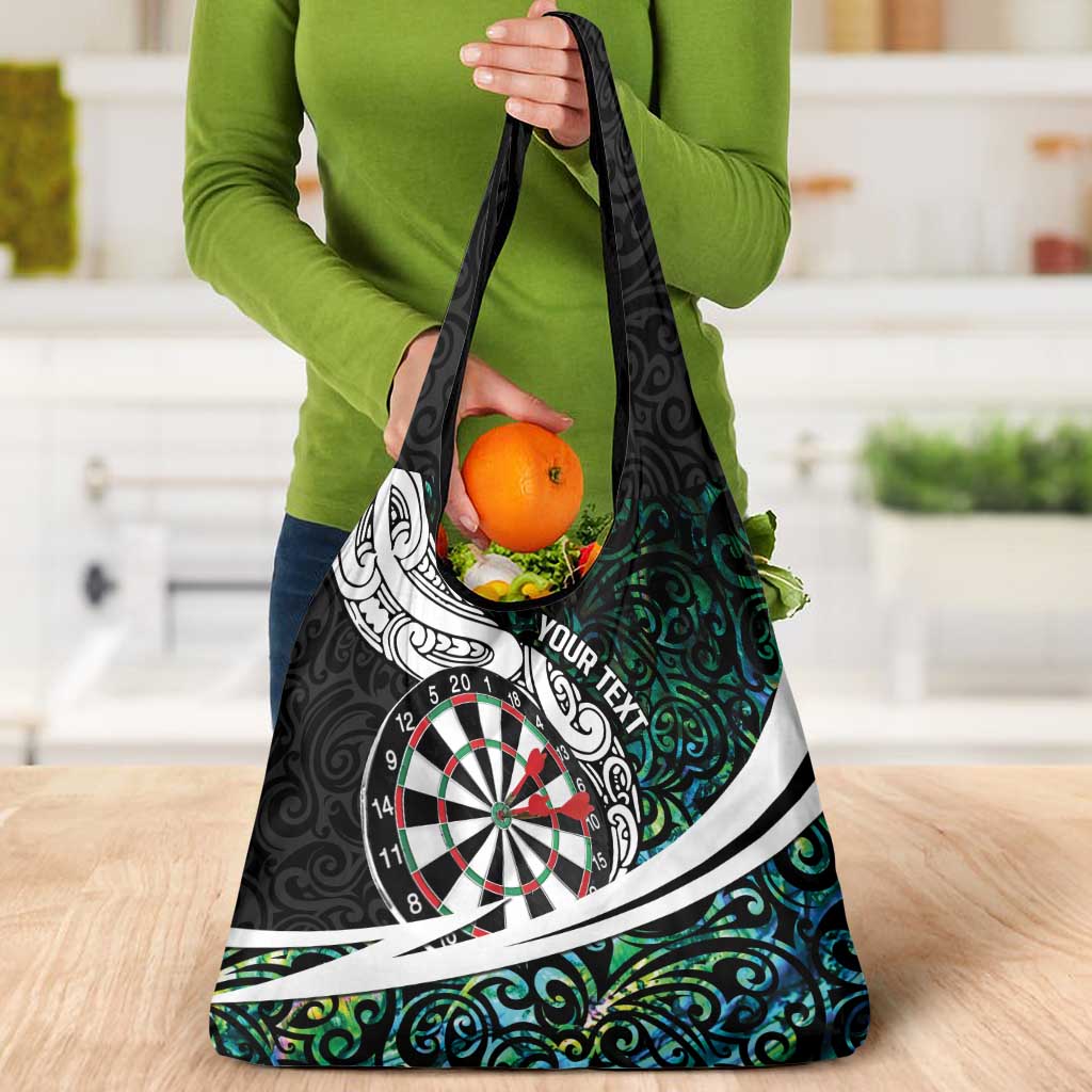 Personalized NZ Darts Grocery Bag Paua Shell Maori Koru Whakairo - Polynesian Pride