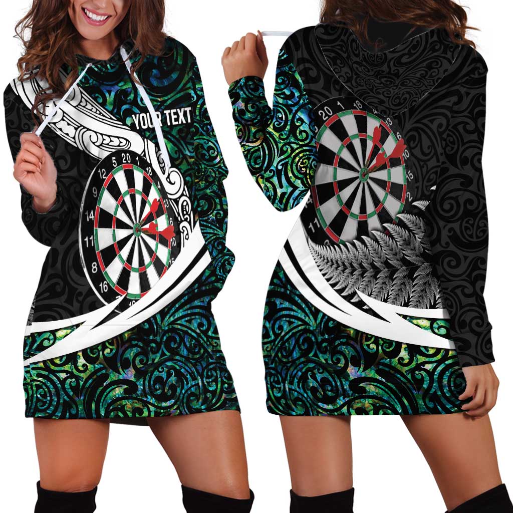 Personalized NZ Darts Hoodie Dress Paua Shell Maori Koru Whakairo LT7 - Polynesian Pride