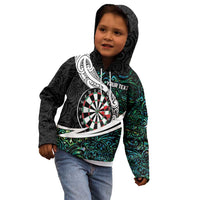 Personalized NZ Darts Kid Hoodie Paua Shell Maori Koru Whakairo - Polynesian Pride