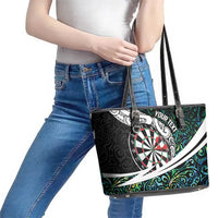 Personalized NZ Darts Leather Tote Bag Paua Shell Maori Koru Whakairo - Polynesian Pride