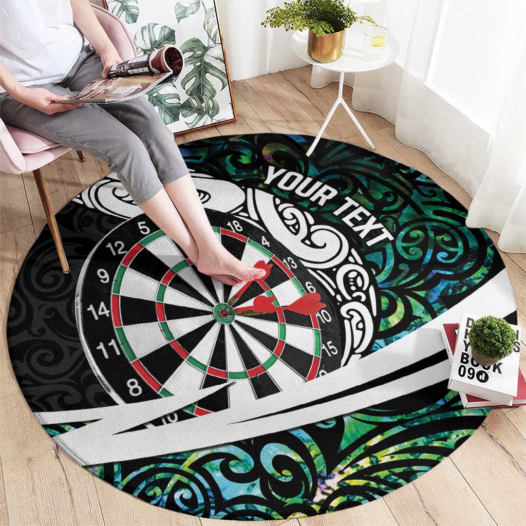 Personalized NZ Darts Round Carpet Paua Shell Maori Koru Whakairo - Polynesian Pride