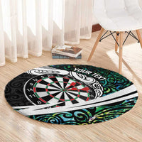 Personalized NZ Darts Round Carpet Paua Shell Maori Koru Whakairo - Polynesian Pride