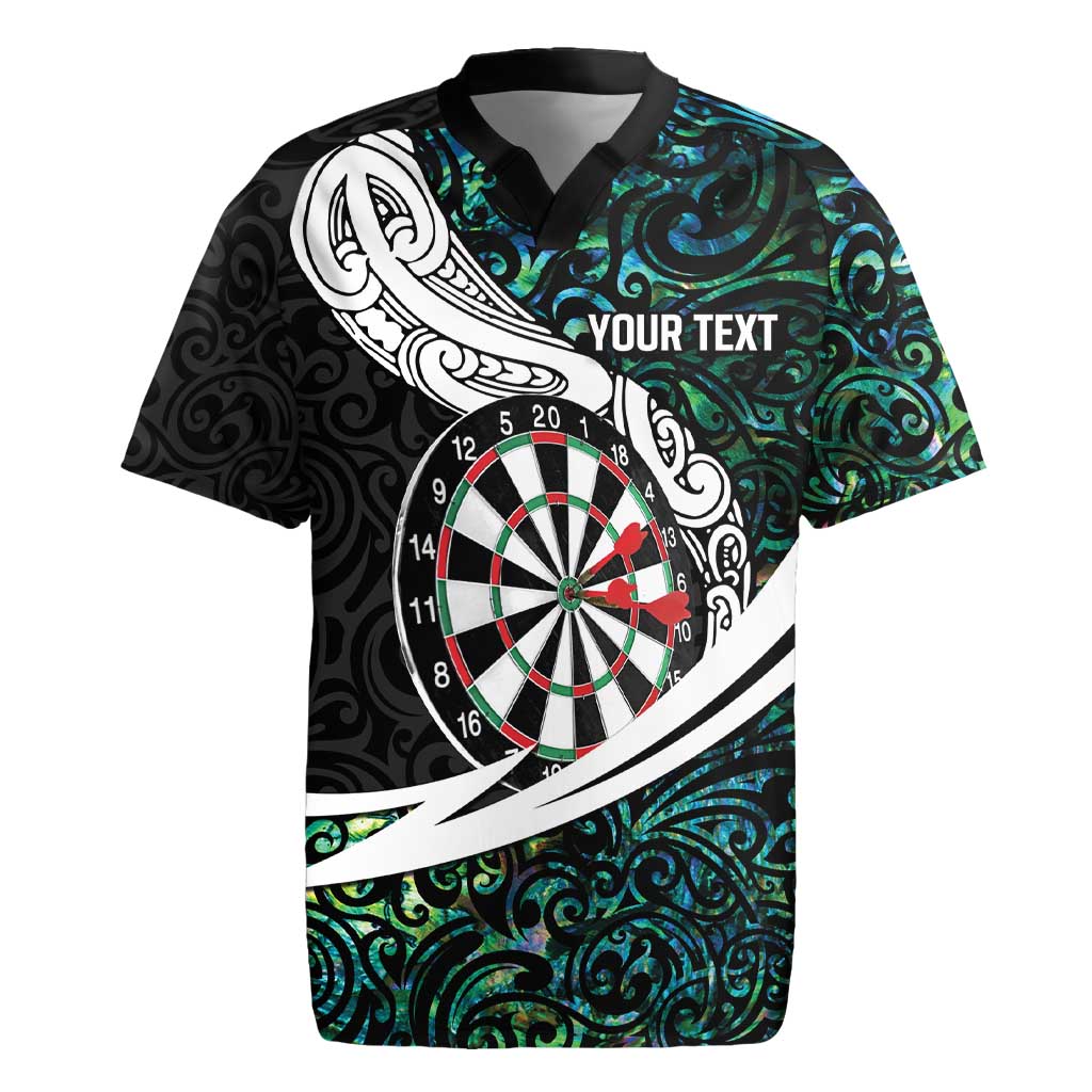 Personalized NZ Darts Rugby Jersey Paua Shell Maori Koru Whakairo - Polynesian Pride