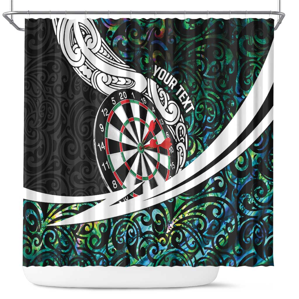 Personalized NZ Darts Shower Curtain Paua Shell Maori Koru Whakairo LT7 Colorful - Polynesian Pride