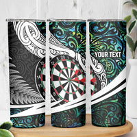 Personalized NZ Darts Skinny Tumbler Paua Shell Maori Koru Whakairo - Polynesian Pride