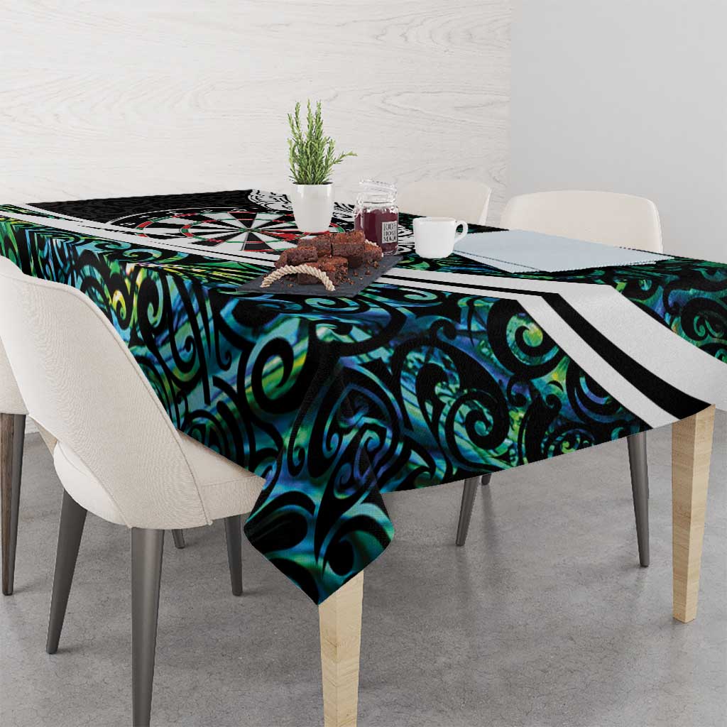 Personalized NZ Darts Tablecloth Paua Shell Maori Koru Whakairo - Polynesian Pride