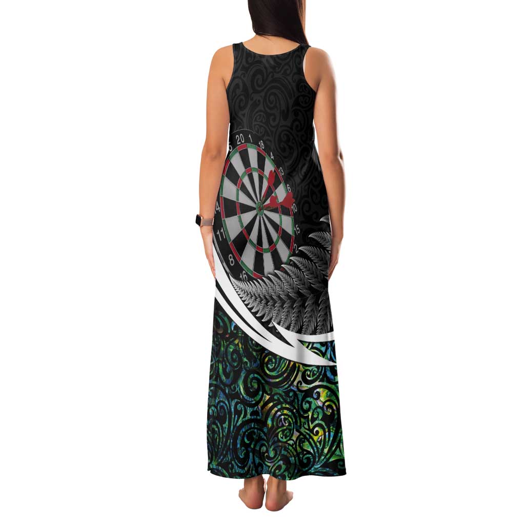 Personalized NZ Darts Tank Maxi Dress Paua Shell Maori Koru Whakairo - Polynesian Pride