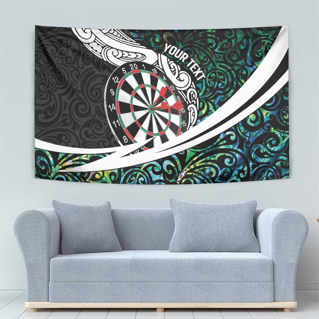 Personalized NZ Darts Tapestry Paua Shell Maori Koru Whakairo - Polynesian Pride