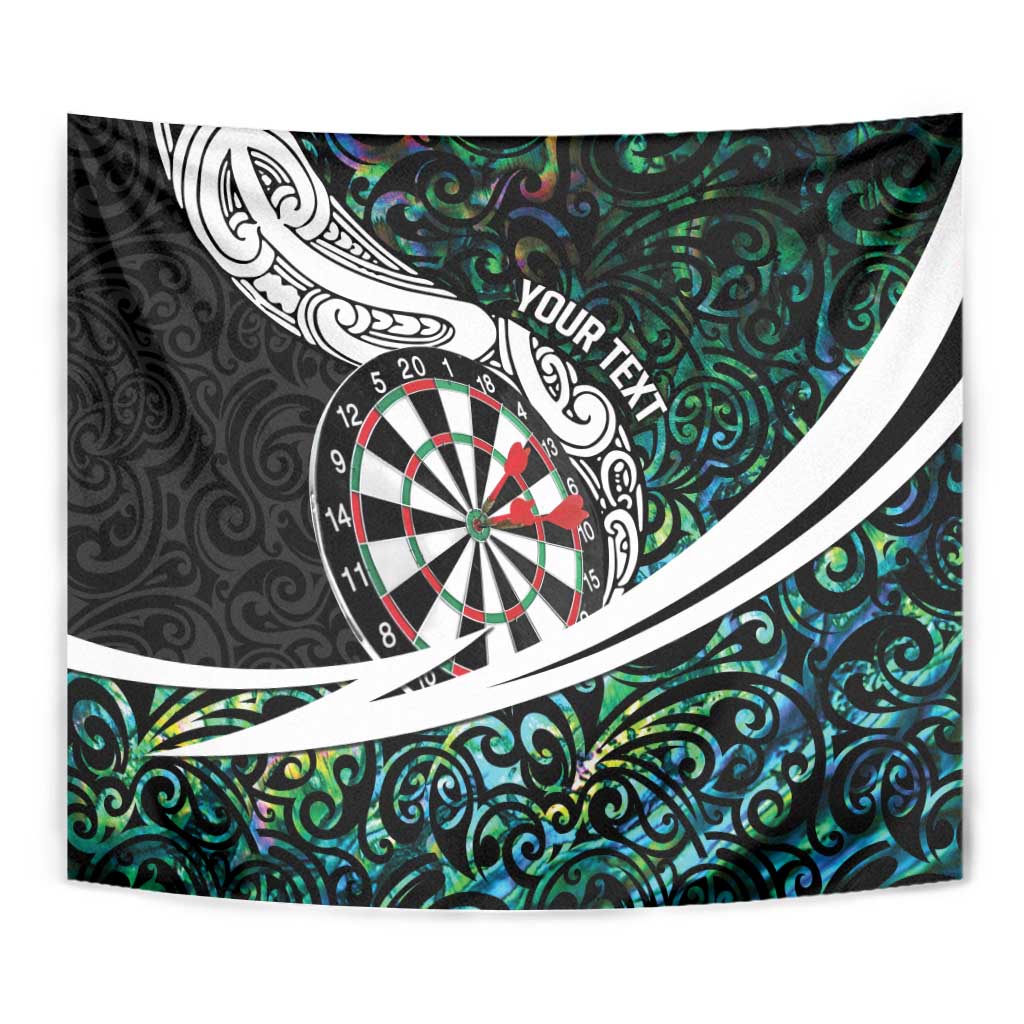 Personalized NZ Darts Tapestry Paua Shell Maori Koru Whakairo - Polynesian Pride