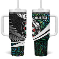 Personalized NZ Darts Tumbler With Handle Paua Shell Maori Koru Whakairo - Polynesian Pride