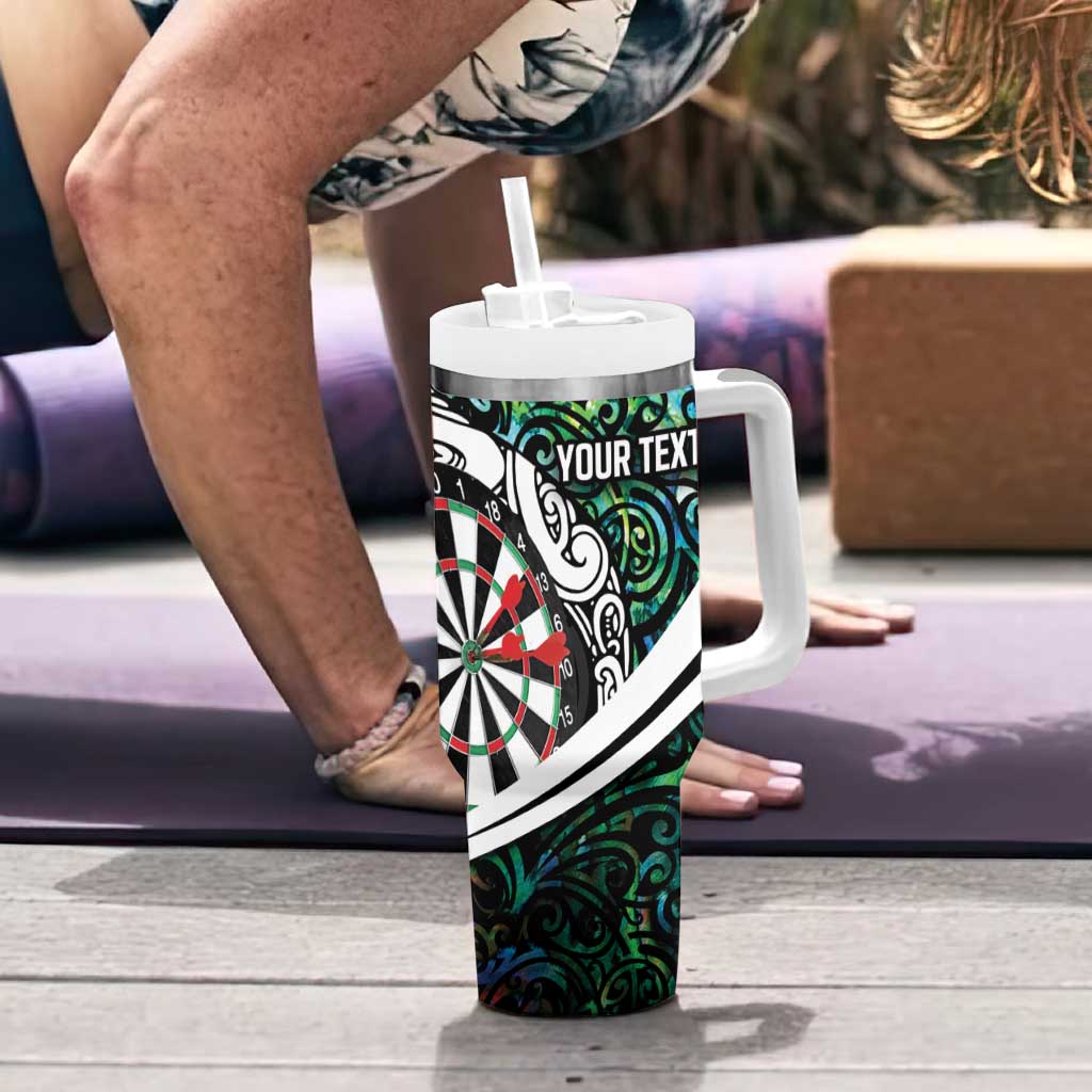 Personalized NZ Darts Tumbler With Handle Paua Shell Maori Koru Whakairo - Polynesian Pride
