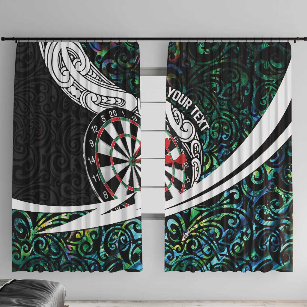 Personalized NZ Darts Window Curtain Paua Shell Maori Koru Whakairo LT7 With Hooks Colorful - Polynesian Pride