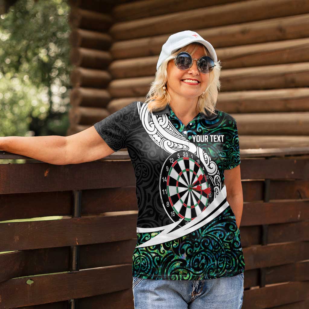 Personalized NZ Darts Women Polo Shirt Paua Shell Maori Koru Whakairo - Polynesian Pride