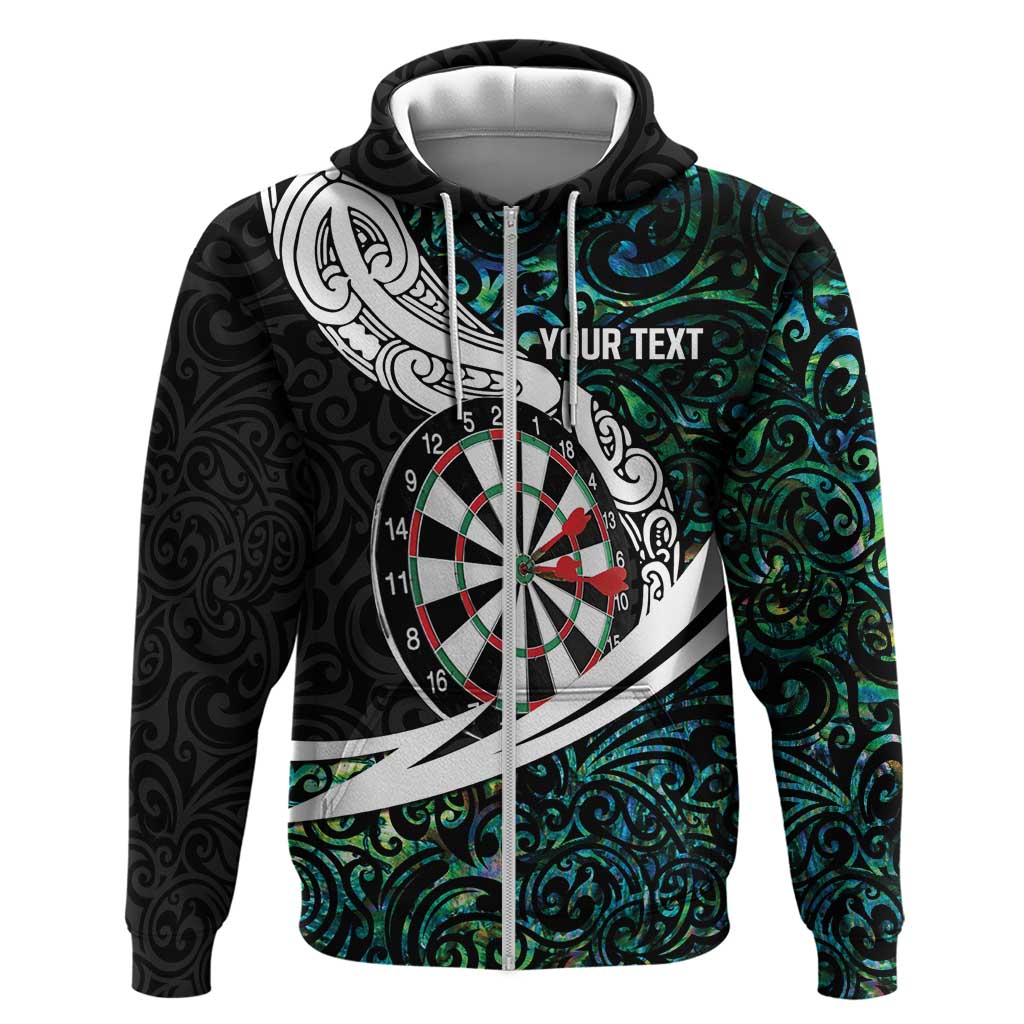 Personalized NZ Darts Zip Hoodie Paua Shell Maori Koru Whakairo LT7 Zip Hoodie Colorful - Polynesian Pride