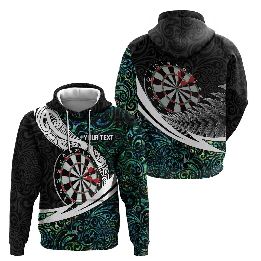 Personalized NZ Darts Zip Hoodie Paua Shell Maori Koru Whakairo - Polynesian Pride