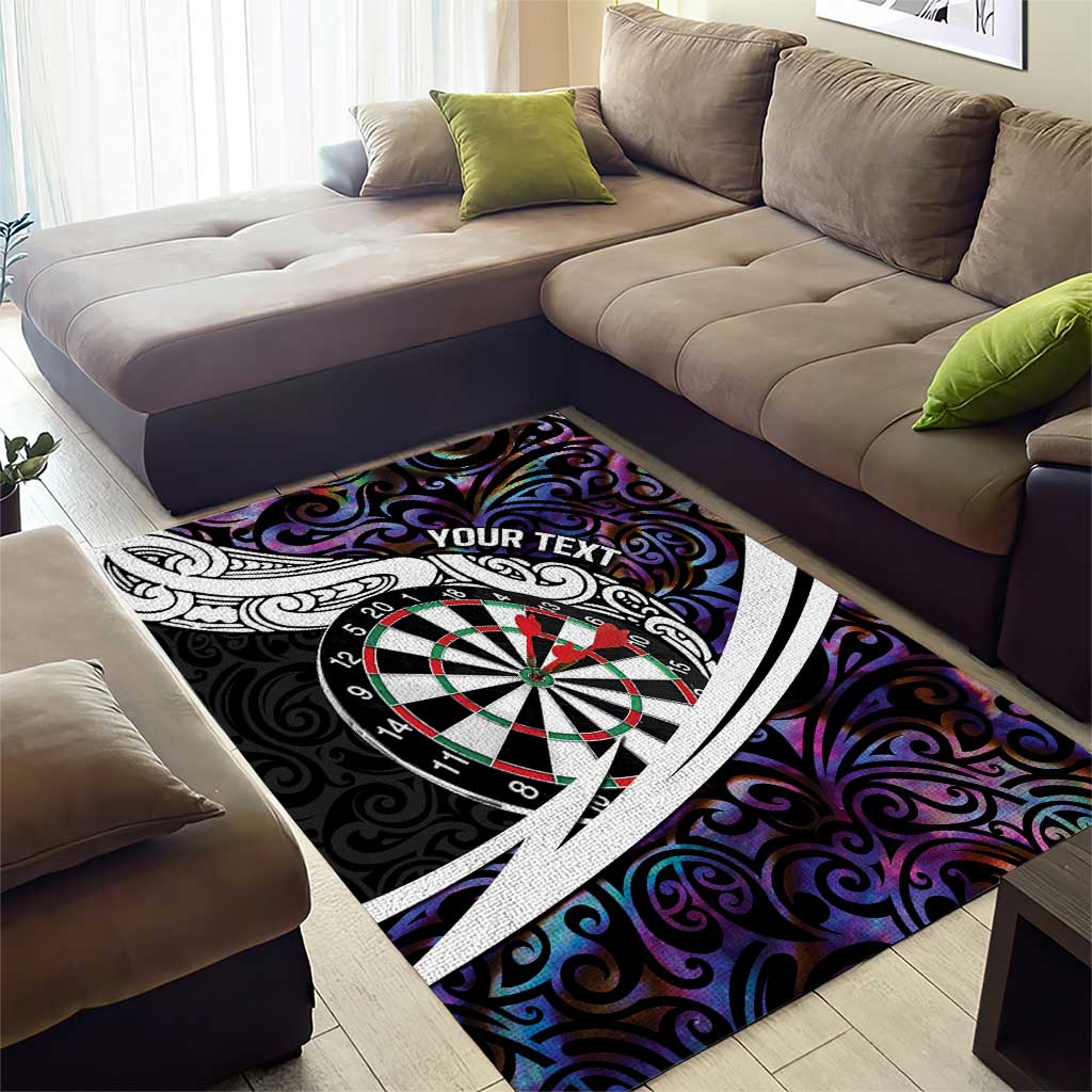 Personalized NZ Darts Area Rug Paua Shell Maori Koru Whakairo - Purple - Polynesian Pride