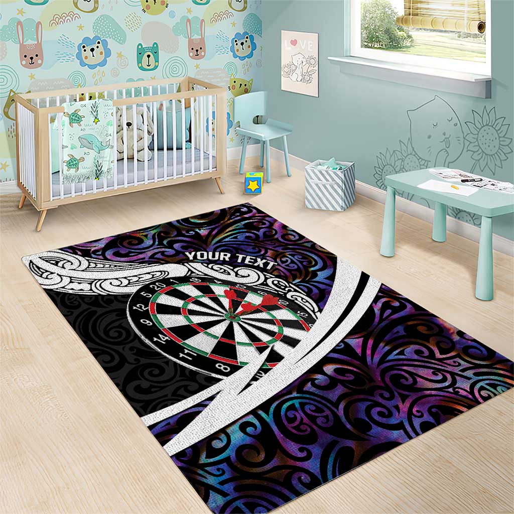Personalized NZ Darts Area Rug Paua Shell Maori Koru Whakairo - Purple - Polynesian Pride