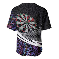 Personalized NZ Darts Baseball Jersey Paua Shell Maori Koru Whakairo - Purple - Polynesian Pride