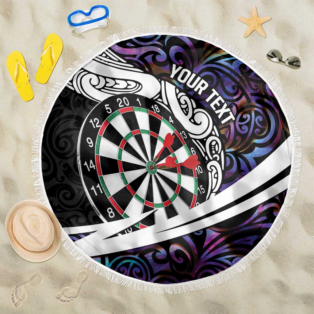 Personalized NZ Darts Beach Blanket Paua Shell Maori Koru Whakairo - Purple - Polynesian Pride