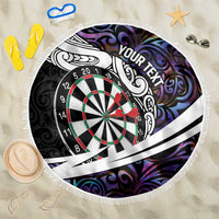 Personalized NZ Darts Beach Blanket Paua Shell Maori Koru Whakairo - Purple - Polynesian Pride