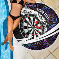 Personalized NZ Darts Beach Blanket Paua Shell Maori Koru Whakairo - Purple - Polynesian Pride