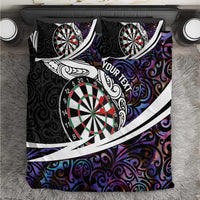 Personalized NZ Darts Bedding Set Paua Shell Maori Koru Whakairo - Purple - Polynesian Pride
