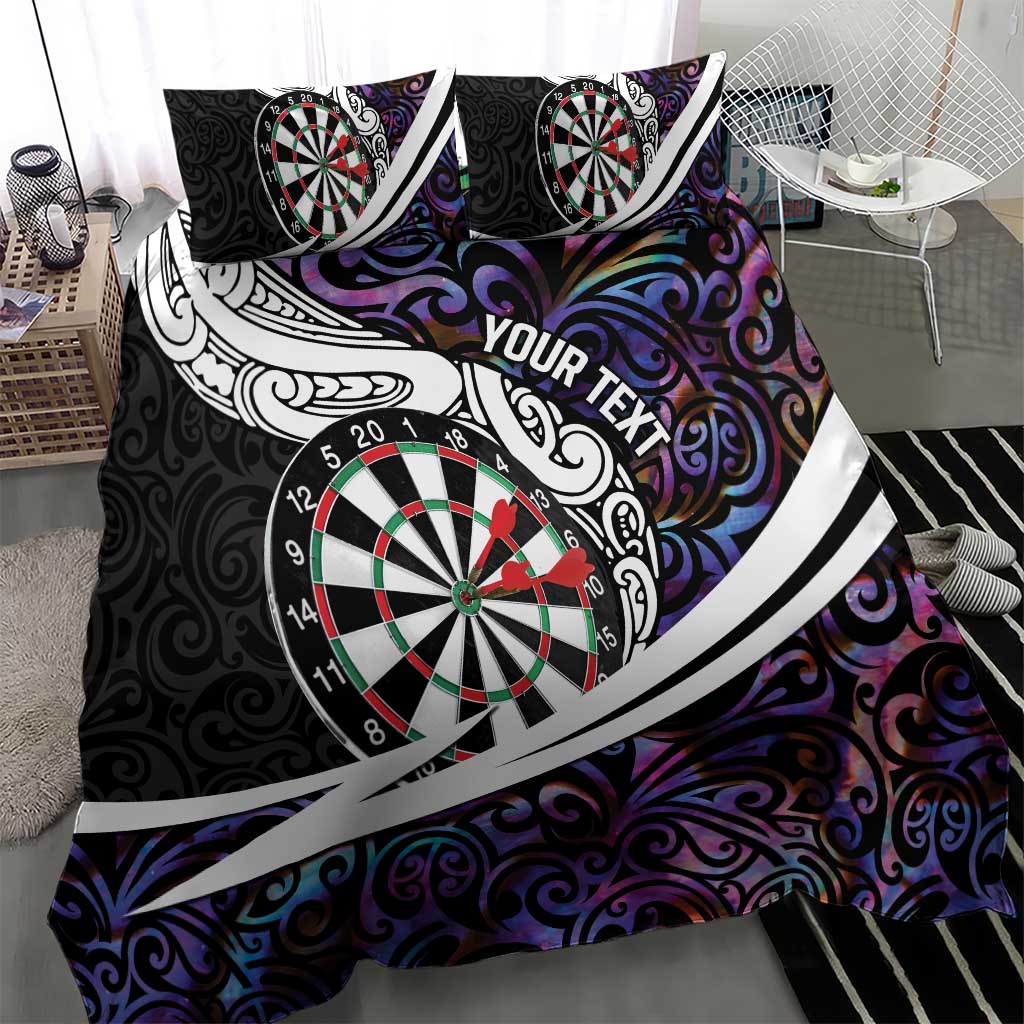 Personalized NZ Darts Bedding Set Paua Shell Maori Koru Whakairo - Purple - Polynesian Pride