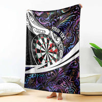 Personalized NZ Darts Blanket Paua Shell Maori Koru Whakairo - Purple - Polynesian Pride