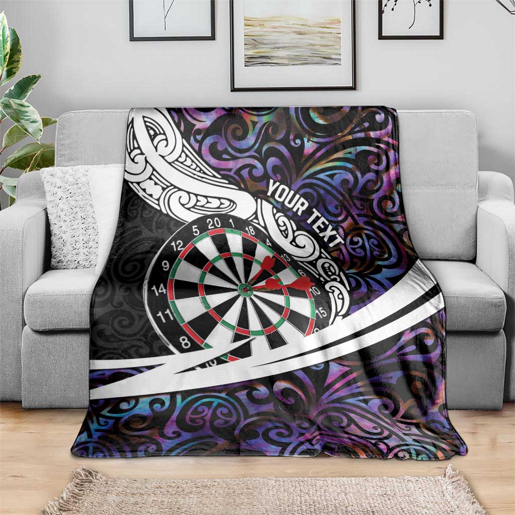 Personalized NZ Darts Blanket Paua Shell Maori Koru Whakairo - Purple - Polynesian Pride