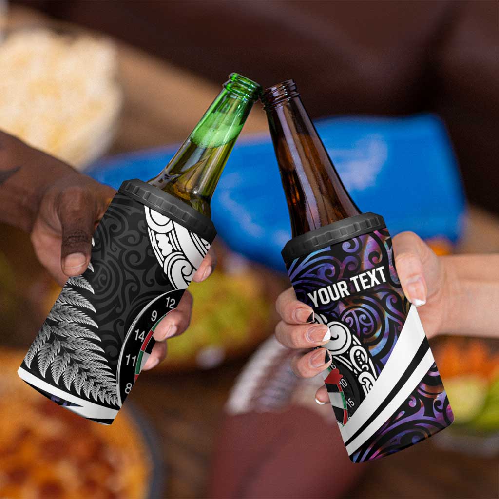 Personalized NZ Darts 4 in 1 Can Cooler Tumbler Paua Shell Maori Koru Whakairo - Purple - Polynesian Pride