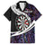 Personalized NZ Darts Family Matching Off Shoulder Short Dress and Hawaiian Shirt Paua Shell Maori Koru Whakairo - Purple - Polynesian Pride