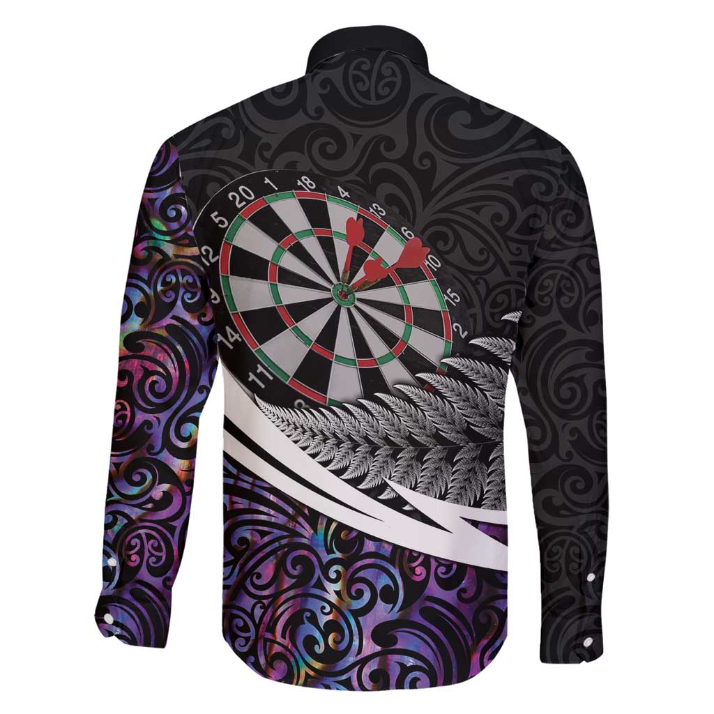 Personalized NZ Darts Family Matching Puletasi and Hawaiian Shirt Paua Shell Maori Koru Whakairo - Purple LT7 - Polynesian Pride