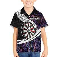 Personalized NZ Darts Family Matching Puletasi and Hawaiian Shirt Paua Shell Maori Koru Whakairo - Purple LT7 Son's Shirt Purple - Polynesian Pride