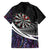 Personalized NZ Darts Family Matching Summer Maxi Dress and Hawaiian Shirt Paua Shell Maori Koru Whakairo - Purple - Polynesian Pride